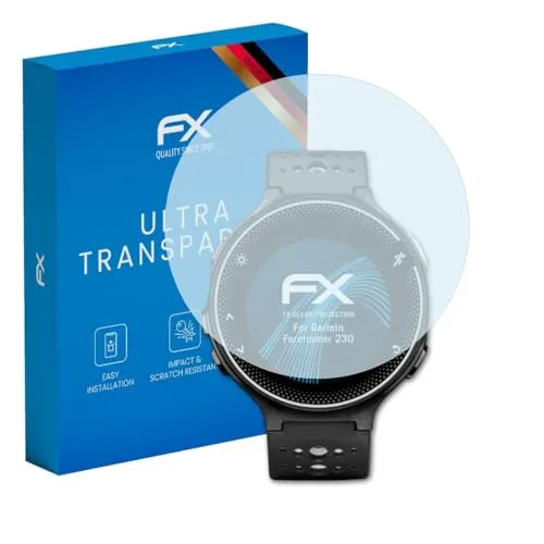 atFoliX Schutzfolie kompatibel mit Garmin Forerunner 230 Folie, ultraklare FX Displayschutzfolie (3X)