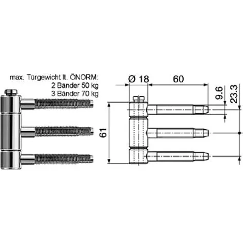 Steckband für Türen, Grösse 18, verzinkt 0