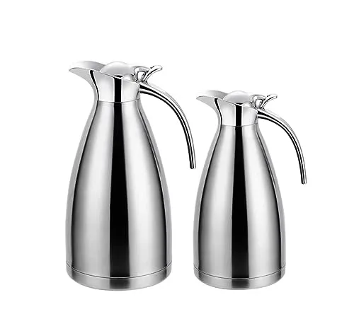 2er Set Thermoskanne 1L + 1,5L in silber von cofi1453