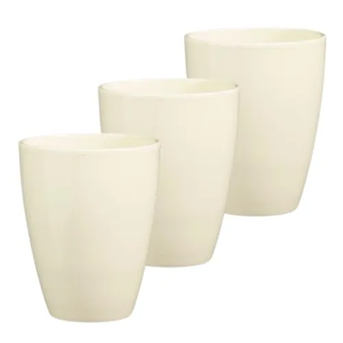 Orchideentopf aus Keramik Ø 13,5 cm x 17 cm hoch – mit Erhöhung für optimale Belüftung – Übertopf für Orchideen – 3 Farben – langlebig & stilvoll – Blumentopf für Innenbereich (3 x Creme-Glanz) 3 x