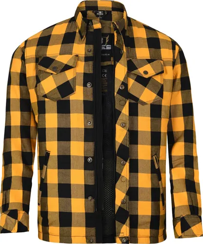 Bores Motorradjacke Lumberjack - Herren Jacken-Hemd in Schwarz/Gelb 3XL - Motorradjacke aus atmungsaktivem BORTEXX® Material, winddicht und pflegeleicht. Ideal für stilbewusste Biker in Größe 3XL.