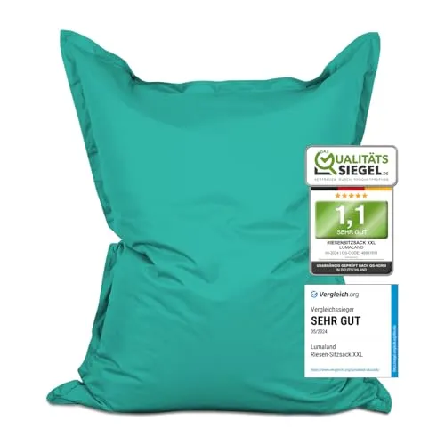 Lumaland Sitzsack XXL Bean Bag - Wasserfester Indoor & Outdoor Sitzsack mit 380L Volumen, ideal für entspannte Momente drinnen und draußen. Hochwertige EPS-Füllung für perfekten Sitzkomfort und modernes Design.