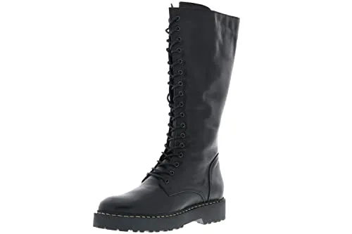 Palpa Damen Stiefel in Schwarz, Größe 40 - Stiefel mit schafthoher Schnürung und Reißverschluss für einfaches An- und Ausziehen. Weiches Kunstfellfutter und klobige Sohle sorgen für Komfort und einen coolen Look.