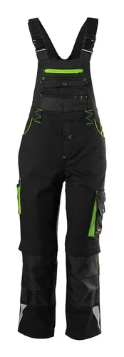 Fortis Kinder-Latzhose twenty-four, schwarz/hellgrün, Größe 158-164 - Stylische Kinder-Latzhose in Schwarz/Hellgrün, ideal für aktive Abenteuer und robust genug für den Alltag.