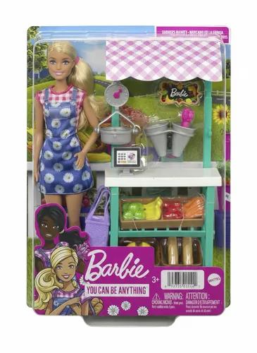 Barbie Bauernmarkt Spielset mit Puppe & Marktstand | Kaufladen Zubehör Obst NEU