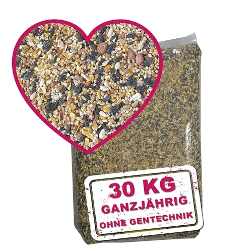 MeinWildvogel WILDVOGEL-VITAL 30 kg - Premium Ganzjahresfutter für Wildvögel - Körnerfutter für Wildvögel, 100% natürlich und ohne Gentechnik. Perfekte Mischung aus Erdnüssen und Sonnenblumenkernen, ideal für Sommer und Winter.