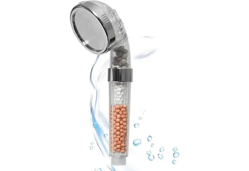 HAC24 Handbrause Wassersparender Duschkopf Duschbrause, (1-tlg), mit Mineralsteinen mit 3 Strahlarten 344 Wasserdüsen