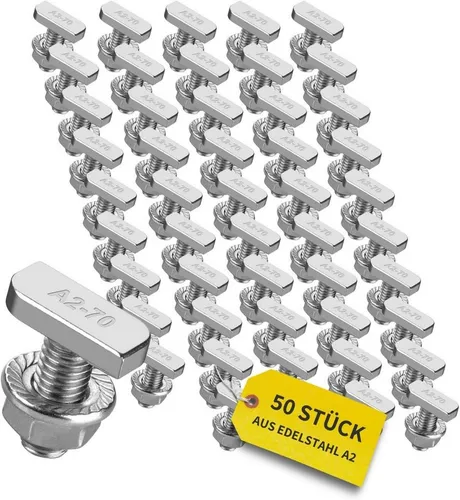Avoltik Hammerkopfschrauben M8/M10 mit Flanschmuttern aus Edelstahl A2 - Hochwertige Hammerkopfschrauben für die präzise Montage Ihrer Solaranlage. Langlebig und rostfrei, ideal für Aluschienen und Befestigungsschienen. Verfügbar in verschiedenen Größen für optimale Flexibilität.