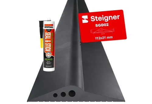 STEIGNER Türbodendichtung - Wetterfeste Garagentordichtung mit Montagekleber - Baumaterial für effektiven Wetterschutz, 100 cm lang und aus robustem EPDM-Material, inklusive Montagekleber für einfache Installation.