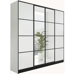 Kier Furniture Kleiderschrank in Weiß - Kleiderschrank mit elegantem Spiegel-Design und 'Push To Open'-System für grifffreie Bedienung, ideal für platzsparende Flure.