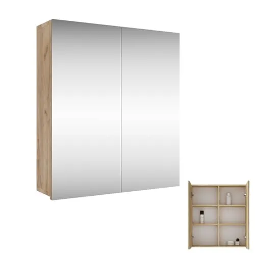 Spiegelschrank Merkur ohne Leuchte - gold eiche, 60 cm - Spiegelschränke: Stilvolles Design mit großzügigem Stauraum für Ihre Badutensilien - ideal für ein aufgeräumtes Badezimmer.