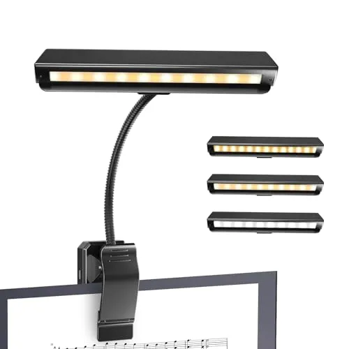BrightArk 19 LED Superhell Notenpultleuchte, Lampe für Notenständer zum Aufklemmen auf Orchester,Notenpultleuchte,9 Stufen Dimmbar,Wiederaufladbar,Perfekt für Klavier,Orchester,Noten,Gitarre