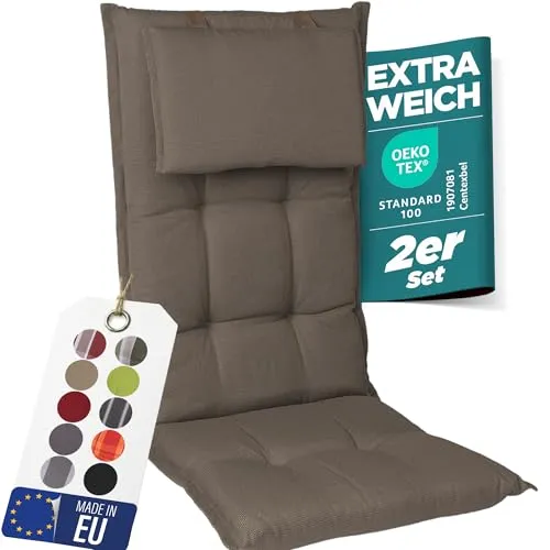Gardisun Hochlehner Gartenstuhlauflagen 2er Set in beige von Gardisun