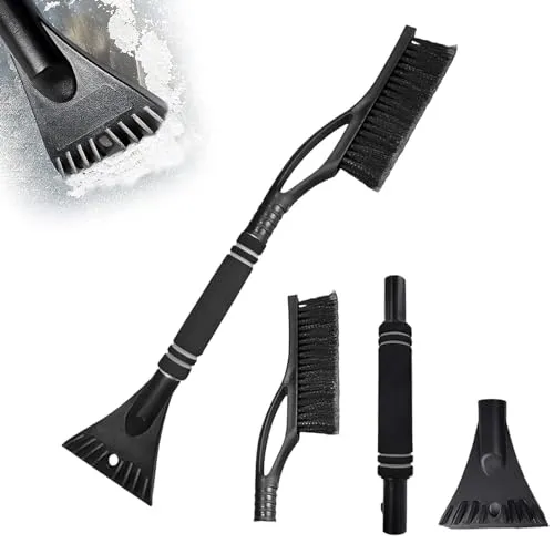 AOMAIGAD Auto Eiskratzer, 2in1 Auto Reinigungsbürste Eiskratzer, Schnee Auto Besen mit Rutschfestem Schaumstoffgriff,Auto-Enteiser für Autos, Windschutzscheiben, Fenster, SUVs, LKWs (Schwarz)