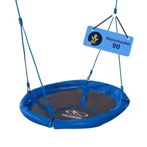 Hudora Nestschaukel Ø 90 cm in Blau/Schwarz - Robuste Nestschaukel für Kinder ab 3 Jahren, ideal für Garten oder Kinderzimmer. Bequem und wetterbeständig, bietet viel Platz zum Entspannen und Spielen.