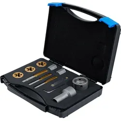 BGS Gewindebohrer- und Schneideisen-Satz für Radmuttern und Bolzen | 12-tlg. - Gewindeinstandsetzung für M12 und M14x1,25, ideal für präzise Reparaturen an Fahrzeugen, robust und langlebig.