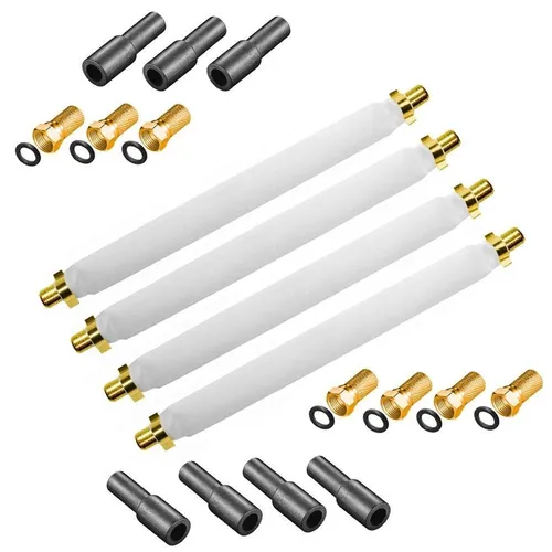 4x Sat Fensterdurchführung vergoldet Flachkabel HD 20cm 8x F Stecker Gummitülle