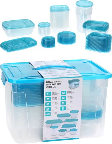 Koopman Vorratsdose Aufbewahrung Küche XXL Türkis 100 Tlg. Set, Kunststoff, (100-tlg), 100tlg, XXL-Set, Vorratsbehälter, mit Deckel, Kunststoff