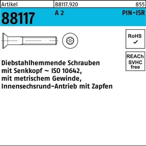 100er PACK(Stk) 088117920000040008 Schraube R 88117 diebstahlh. Seko ISR Zapfen