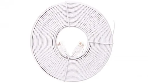 Kabel krosowy płaski patchcord U/UTP kat.5e biały 10m 93363
