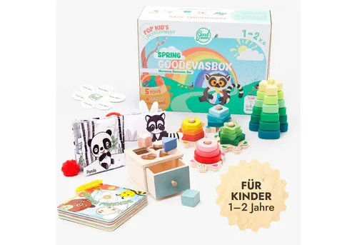 Goodevas Montessori Lernspielzeug für Kinder – Motorikspielzeug aus Holz - Ideal für Kinder ab 1 Jahr! Fördert die motorischen Fähigkeiten und das sensorische Spiel. Perfektes Geschenk zum ersten Geburtstag.