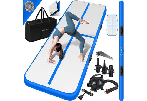 KESSER® Turnmatte Aufblasbar Airtrack 2m/3m/4m/5m/6m - Sportmatten für vielseitigen Einsatz: Hochwertige, wasserdichte und rutschfeste Fitness-Matte mit Tragetasche und elektrischer Luftpumpe für drinnen und draußen.