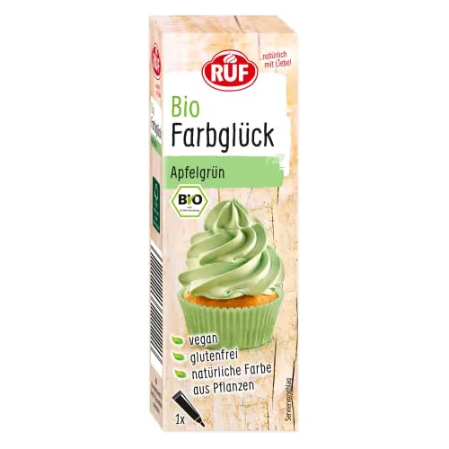 RUF Bio Lebensmittelfarbe Apfel-Grün – 25g für kreative Torten