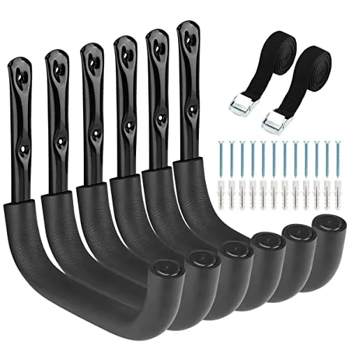 Robuste Garagen-Aufbewahrungshaken, Leiter-Haken, 25,4 cm, Wandhalterung, Aufbewahrung, Garagenaufhänger für Fahrräder, Gartengeräte, Stuhl, Schlauch, 6 Stück