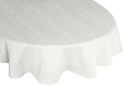 Wirth Tischdecke WIESSEE - Oval Weiß - Elegante Tischdecke in ovaler Form, aus hochwertigem Baumwoll-Leinen-Mix, ideal für stilvolle Anlässe. Pflegeleicht bei 30°C Schonwäsche.