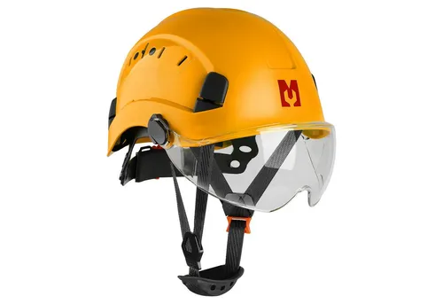 Mustbau Schutzhelm EN397 - Kletterausrüstung mit verstellbarem Kopfumfang von 53 bis 63 cm, strapazierfähigem ABS-Material und integriertem Visier für optimalen Schutz und Sicht.