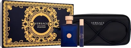 Versace Pour Homme Dylan Blue Eau de Toilette Set: 100 ml + 10 ml + Kulturtasche - Parfüm-Geschenksets mit eleganter Kulturtasche, ideal für den modernen Mann, der Stil und Funktionalität schätzt.