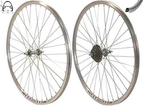 Redondo 28 Zoll Laufrad Set - Laufräder mit 28 Zoll V-Profil Hohlkammerfelge aus Aluminium, ideal für robusten Einsatz und hohe Stabilität. Inklusive 7-fach Shimano Kranz für optimale Schaltperformance.