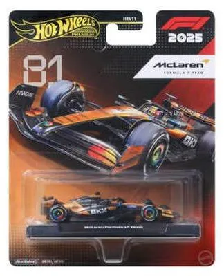 Hot Wheels Premium F1 - Team Mc Laren Driver 1 (JKD81) - Detailgetreues Spielzeugauto im Maßstab 1:64, ideal für Sammler und Fans von Formel 1, mit hochwertiger Verarbeitung und authentischem Design.