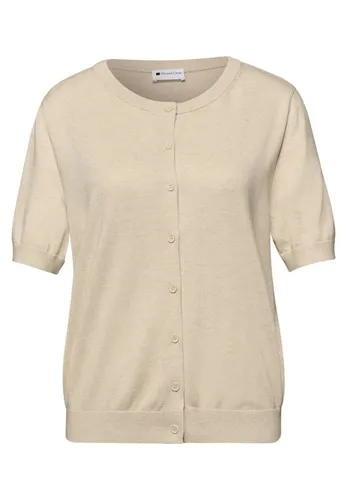 Street One Cardigan Unifarbe Smoke Beige Mel. 44 - Stylischer Casual Cardigan mit Rundhalsausschnitt und Kurzarm für jede Gelegenheit. Perfekte Passform und angenehmer Tragekomfort, ideal für entspannte Looks.