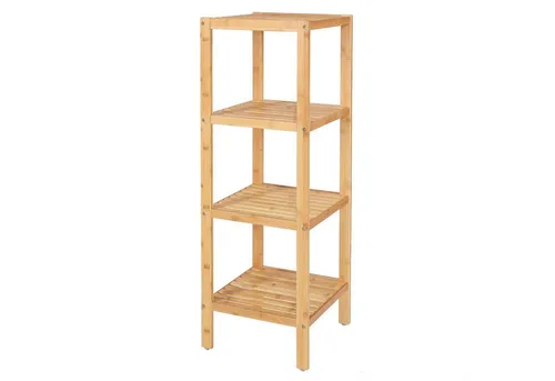 dibea Regal Regal aus Bambus, Badezimmerregal, Wohnzimmerregal, Küchenregal, mit 4 Ablageflächen, 33 x 33 x 98 cm