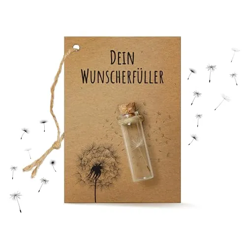 Bolson kleiner Wunscherfüller - echtes Pusteblumenschirmchen im Glas - Wunschblume für deine Wünsche - handgefertigt in Deutschland - perfekte Geschenkidee für Geburtstag, Hochzeit, Abschluss