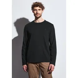 Langarmshirt STREET ONE MEN, Herren, Gr. XXL (46), schwarz, Web, 100% Baumwolle, unifarben, normal normal, Rundhals, abgesteppt, Shirts Langarmshirt, aus reiner Baumwolle