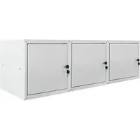 PROREGAL Mega Deal 3X Schließfachwürfel Cubic 35x35x35cm Grau - Aufbewahrungsschränke - 3 Fächer mit hohem Volumen, einfach abwaschbare Metallböden, unkomplizierter Aufbau in nur 15-20 Minuten, ideal für Ordnung in Umkleiden.