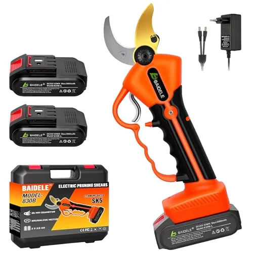 Elektrische Gartenschere 50MM, Akku Astschere mit 2 x 2,0 AH-Lithium-Akku