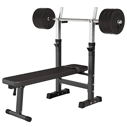 GORILLA SPORTS® Hantelbank mit Hantelset 100kg - Olympia-Hantelbänke für Krafttraining, verstellbar und klappbar, ideal für Ihr Homegym mit bis zu 200kg Tragfähigkeit und vielseitigen Trainingsmöglichkeiten.