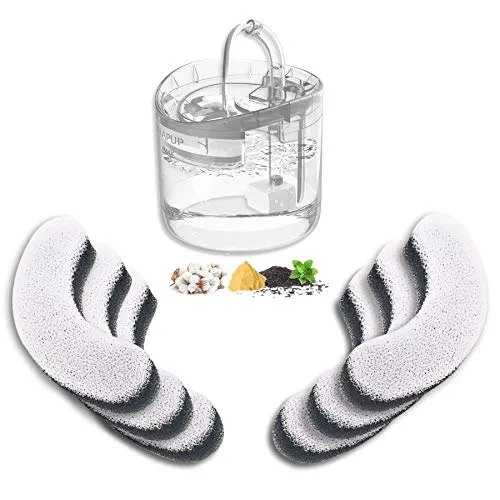 HAPUP Katzenbrunnen Filter Trinkbrunnen für Katzen Filters Ersatzfilter 6 Wiederverwendbare Aktivkohlefilter für HAPUP Katzentrinkbrunnen Wasserbrunnen für Katzen Welpen 1,8L