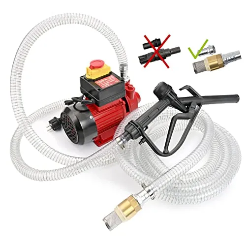 Dieselpumpe 600W 35l/min Heizölpumpe Ölabsaugpumpe mit Rückschlagventil, 4m Druckschlauch und Zapfpistole Kraftstoffpumpe Ölpumpe, 