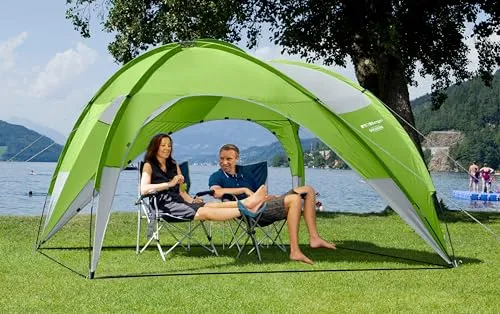 Berger Leichter Pavillon mit UV Schutz Bologna Grün - Leichter Pavillon mit UV Schutz 50+, ideal für Gartenpartys oder Ausflüge. Inklusive 2 abnehmbaren Seitenteilen für zusätzlichen Schutz. Schneller Aufbau mit Fiberglasstäben.