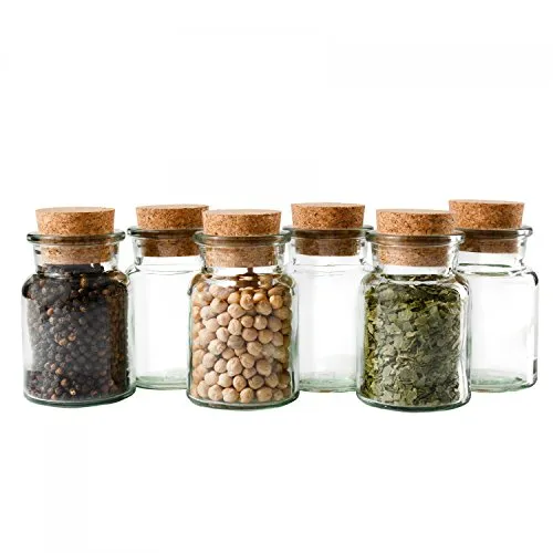 MamboCat 6er Set Gewürzgläser | Füllmenge 150 ml | Wiederverwendbare Glasdose + Korkverschluss | hochwertiges rundes Glas | Aufbewahrung von Tee Kräutern Gewürzen