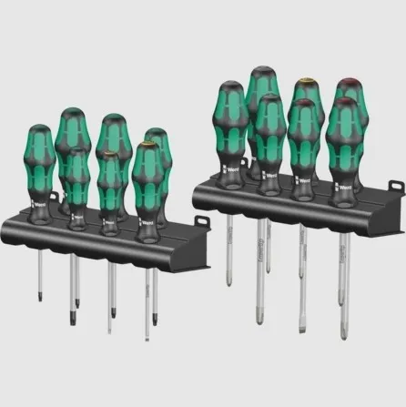 Wera Schraubendreher-Set Kraftform Big Pack 300 - 14-teilig, Schlitz, Kreuzschlitz, Torx, mit Lasertip-Spitze für besseren Halt und praktische Wandhalter zur Aufbewahrung