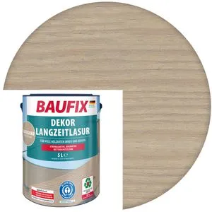 BAUFIX Dekor Langzeitlasur silbergrau seidenmatt, 5 Liter