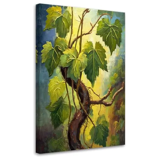 Feeby Leinwandbild - Grünes Baummotiv, 40x60 cm - Sonstige Wanddekoration mit modernem Baumdesign, ideal für jeden Raum und perfekt zur Schaffung einer harmonischen Atmosphäre.