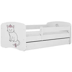 Raumhirsch Furniture Kinderbett Katze, 80x180 cm - Kinderzimmermöbel mit abnehmbarer Schutzschiene für maximale Sicherheit und praktischer Schublade für zusätzlichen Stauraum.
