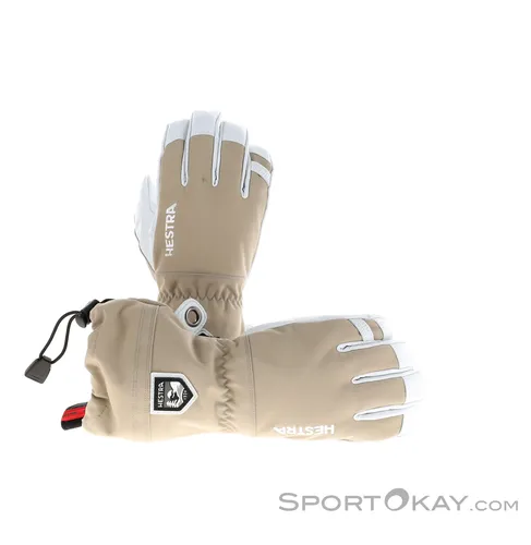 Hestra Army Leather Heli Ski 5 Finger Handschuhe Gr 7 grau in beige von Hestra