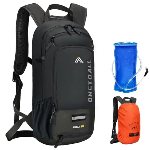 LOCAL LION ONETOALL Fahrradrucksack Klein 10L mit Regenschutz und Helmnetz, Skirucksack für Damen und Herren, Kleiner Wanderrucksack Wasserdicht zum Skifahren Radfahrren Wandern Tagestour